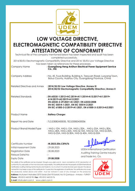 Trung Quốc GuangDong Heng AnShun Electrical Power Equipment Service Co., Ltd. Chứng chỉ